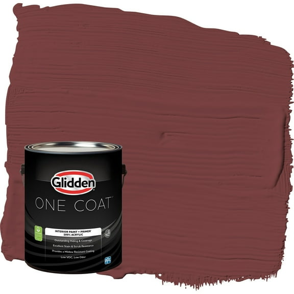 Glidden One Coat Bordeaux / Red Eggshell Interior Paint with Primer, 1 Gallon