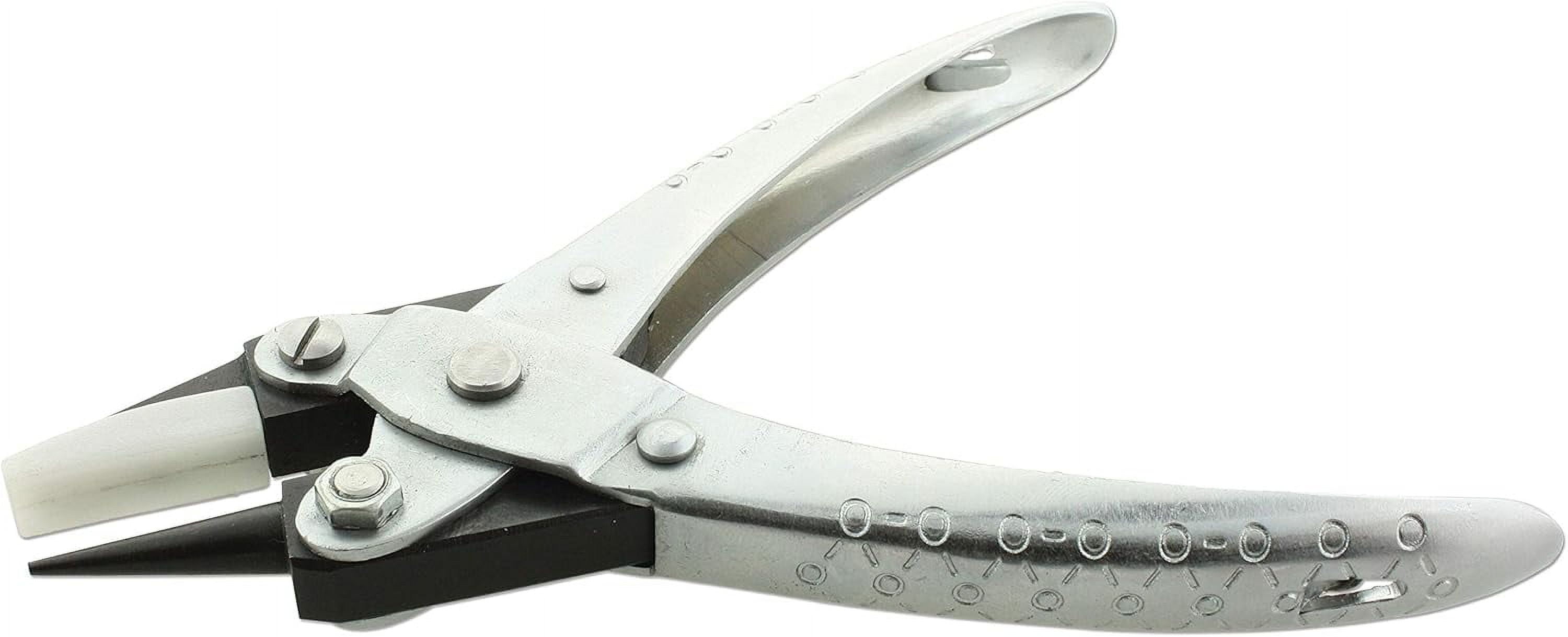 The Beadsmith Round Nose/Nylon Flat Nose Parallel Pliers, 5.5 inches (140mm) Steel Tool for Jewelry Making, with Spring