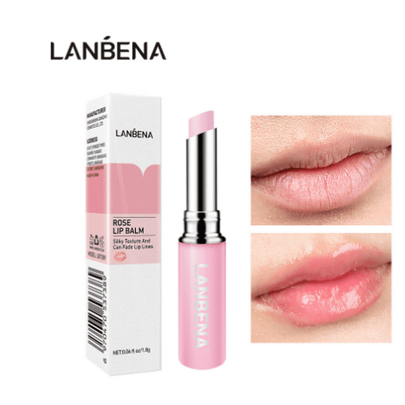 LANBENA Rose Lip Balm Lip Plumper Natural Extract Fade Lip Lines Nourishing Moisturzing Lipstick Long-lasting Lip Care Daily Use