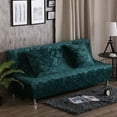 thumbnail image 6 of Dowbom Velvet Futon Slipcover,Full size 3 Seater without Armrests Slipcover with Elastic Bottom Furniture Protector Universal Soft Washable Jacquard Foldable Sofa Bed Slipcover Protector-dark green, 6 of 6