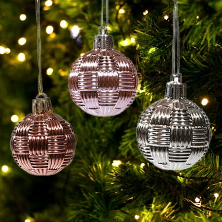 

1 Box Anti-deformed Christmas Balls Pendants Glitter Plastic Xmas Party Balls Ornaments Home Decor Red Plastic