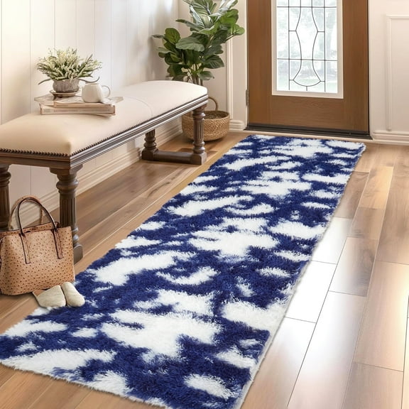 Geetinfly Ultra SoFT Area Rugs Runner Rugs 2x6 Fluffy Fuzzy Shag Area Rug Modern Shaggy Carpets for Entryway Bedroom Hallway Kitchen Blue