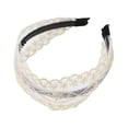 thumbnail image 1 of 1 Pc Diadema Elegante de Encaje de Malla con Patrón Cruzado para Mujeres y Niñas 6.30"x5.12" Beige, 1 of 3