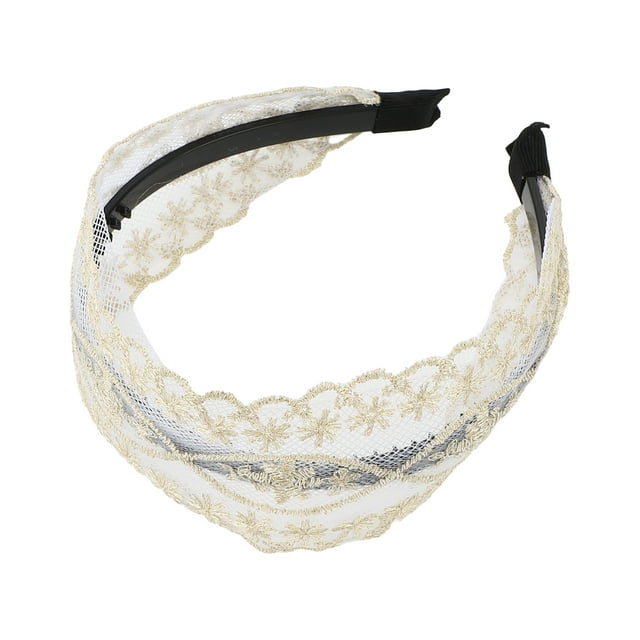 1 Pc Diadema Elegante de Encaje de Malla con Patrón Cruzado para Mujeres y Niñas 6.30"x5.12" Beige