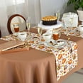 thumbnail image 5 of Table Runner Dresser Scarves 48 Inch Long,Farm Fall Maple Leaf Pumpkin Latte Linen Dining Table Runners Seamless Coffee Berry Tabletop Scarf for Wedding Holiday Party Kitchen, 5 of 8