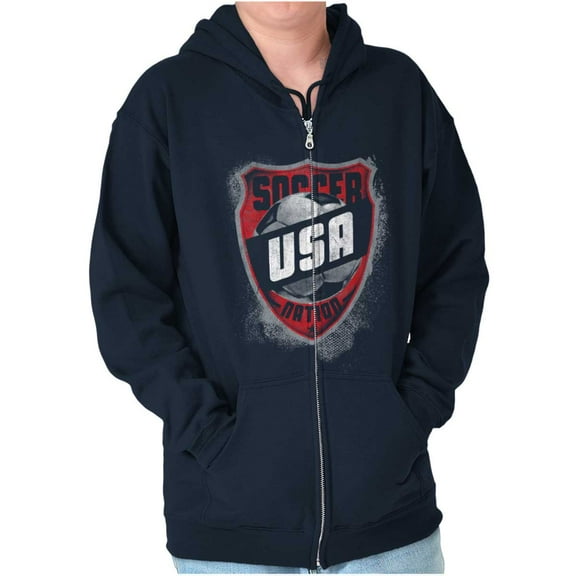 Soccer Player USA American Nation Zip Up Hoodie Men's Women's Brisco Brands X