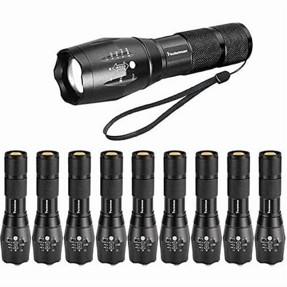 ZCLED Tactical Flashlight Super Bright 2000 Lumen LED Flashlights Portable Outdoor Water Resistant Torch with 5 Light Modes（10Pack）