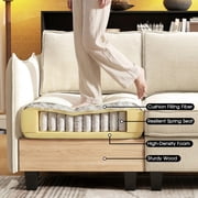 BedLuxury 84” Modular Sectional Sofa with Moveable Storage Ottoman, Cloud Couch Seats 4, Modern Living Room Furniture, Chenille Beige