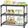 thumbnail image 1 of WWS-3-Tier Small Shoe Racks, Narrow Shoe Rack for 6-8 Pairs Shoe Storage,Kids Shoe Racks for Small Place,Lightweight Stackable Shoe Shelf Organizer for Closet,Black, 1 of 4
