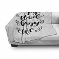 thumbnail image 2 of Saying Soft Flannel Fleece Blanket, Flourish Style Written Happy Mind Happy Life Lettering Positive Saying, Cozy Plush for Indoor and Outdoor Use, 70" x 90", Charcoal Grey and White, by Ambesonne, 2 of 5