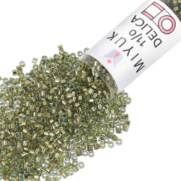 Miyuki Delica Seed Beads – Size 11/0 (1.6 mm), DB2522, G/P Lined Platinum, 7.2 g, Approx. 1440 Beads