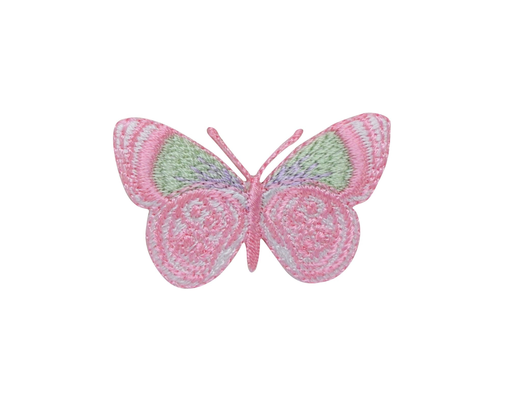Butterfly Iron on Applique/Embroidered Patch Blue/Pink Red Dots 