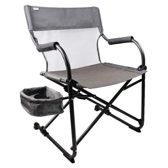 Heavy Duty Portable Foldable Director's Chair, Gray - Perfect for Outdoor Use with Camping and Sporting Events, Side Basket Has Storage for Everyday