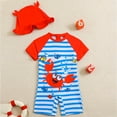 thumbnail image 2 of JUMEYU Swim for Kids Kids Boys One Piece Rash Guard Sun Protection Swimsuit Short Sleeves Zippered Swimwear Bathing Suit 5t 6t (Red,5-6 Years), 2 of 6