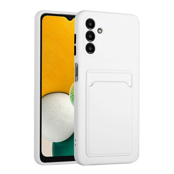 Galaxy A13 4G Case, Slim Soft Fit Shockproof Protection Case Dropproof Non-Slip Silicone Case with Card Slots Soft TPU Bumper Phone Wallet Case for Samsung Galaxy A13 4G, White