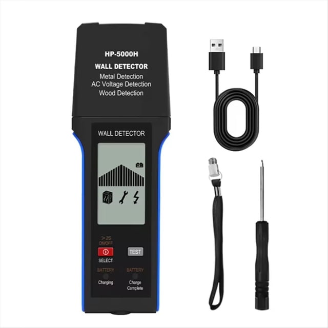 Detector de Pared de 10 cm de Profundidad, Detector de Metal, Madera y Cables con Corriente, con Apagado Automático, -5000H