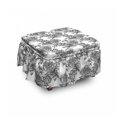 thumbnail image 1 of Floral Ottoman Cover, Plant Blossom Spring, 2 Piece Slipcover Set with Ruffle Skirt for Square Round Cube Footstool Decorative Home Accent, Standard Size, Black Grey White, by Ambesonne, 1 of 5