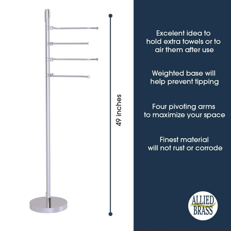 Allied Brass Floor Standing 49-in 4 Pivoting Swing Arm Towel Holder in Satin Chrome Allied Brass Floor Standing 49-in 4 Pivoting Swing Arm Towel Holder in Satin Chrome
