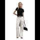 thumbnail image 3 of Camisetas de Algodón para Mujer, Cuello Redondo, Corta, Básicas, Informales, de Verano, Color Liso, Negras, S, 3 of 9