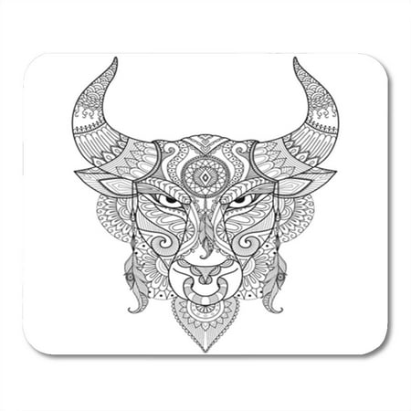 KDAGR Mandala Drawing Angry Bull for Coloring Book Tattoo Design Adult Cowboy Mousepad Mouse Pad Mouse Mat 9x10