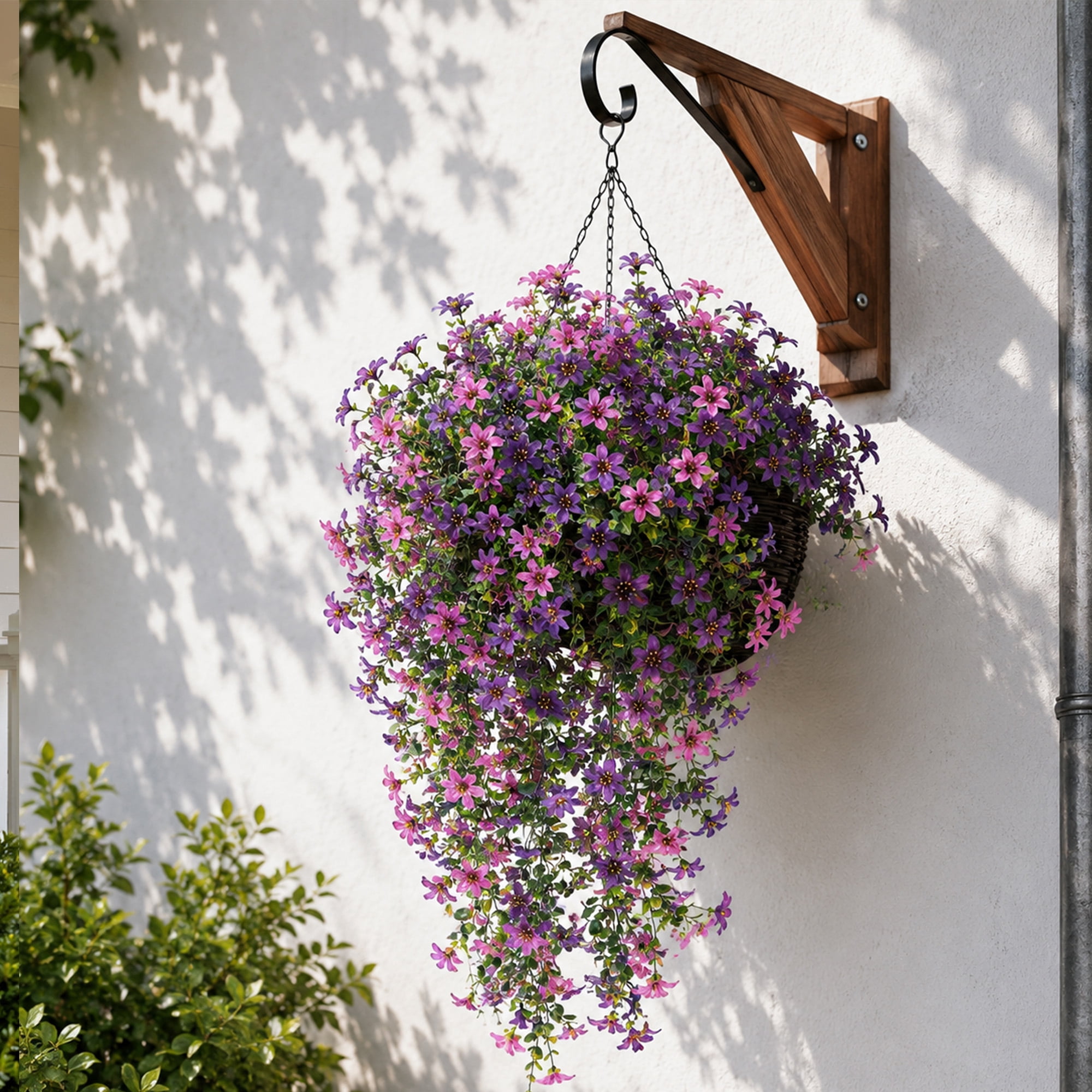 1Pcs Artificial Hanging Silk Flowers for Outdoors Fake Hanging Plants for Outside Balcony Patio Spring Porch Decor
