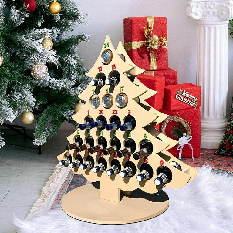 Christmas Tree Bottle Christmas Countdown Rack To 24 Advent Christmas Days Wine Tree Countdown Shaped Wine Wooden Calendar Holders Christmas Tree