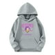 thumbnail image 4 of Moonsky Sudadera con capucha y cordón HUNTRX, estampado de grupo de chicas coreanas, jersey corto, suave y cómodo, top de manga larga para primavera y otoño. Gris claro 130, 4 of 4