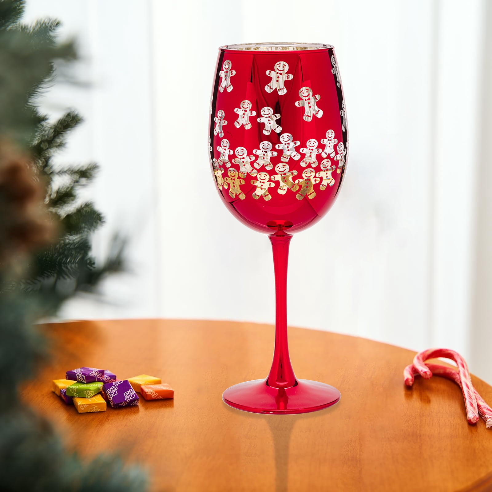 Gingerbread Man Wine Glass 15.5 OZ Holiday Time