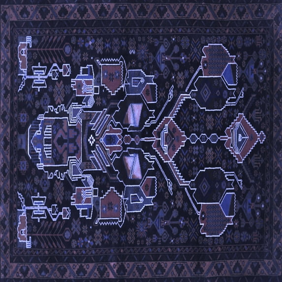 Ahgly Company Machine Washable Indoor Square Persian Blue Traditional Area Rugs, 3' Square