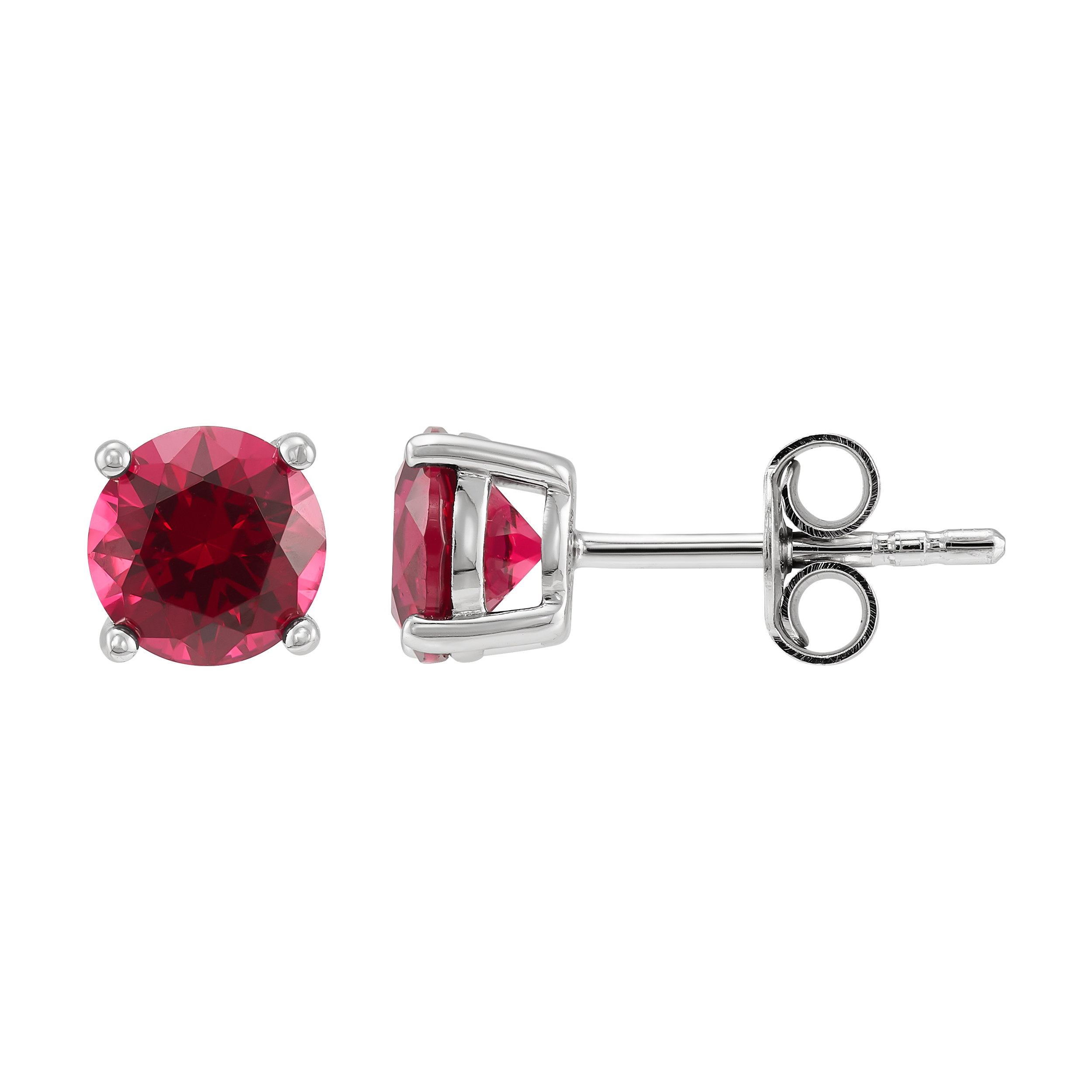 Brilliance Fine Jewelry Created Ruby and White Cubic Zircoina Pendant Necklace and Studs Set in Sterling Silver