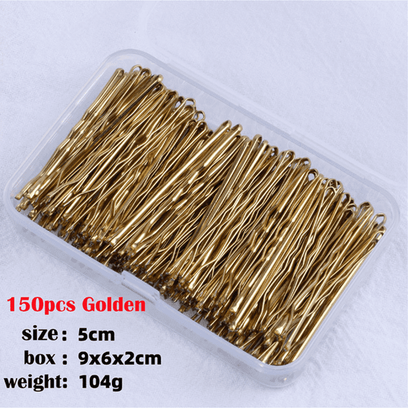 RAGUPEL 150 Pcs Bobby Pins,Durable Metal Bobby Pins Blonde Hair,Wavy Structure Non-Slip Design Hair Accessories,Gold