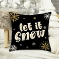 thumbnail image 2 of Winter Let it Snow Pillow Cover 2 Pack Black and White Golden Snowflake Decorative Season Quote Christmas Throw Pillow Covers 16x16 Inch Home Sofa Couch Decor Cushion Case, 2 of 5