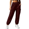 thumbnail image 2 of Sunnin Womens Cargo Jogger Sweatpants Elastic Waist Cuffed Ankle Pockets Relaxed Casual Lounge Trousers, 2 of 7