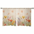 thumbnail image 3 of Colorful Spring Floral Sheer Curtains 54 Inches Length 2 Panels Set, Window Sheer Curtains for Living Room/Bedroom, Vintage Summer Botanical Light Filtering Rod Pocket Curtain 52'' x 54'' x 2, 3 of 7
