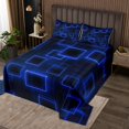 thumbnail image 2 of YST Blue Purple Geometric Bedspread Set Geometry Gradient Cubes Coverlet Set Queen Size,Neon Ombre Light Quilt Set Abstract Modern Soft Bedding Set For Kids Boys Girls Teens Room Decor, 2 of 3