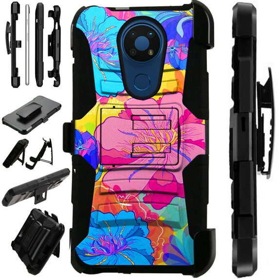 WORLD ACC LuxGuard Holster Case Compatible with Nokia C5 Endi Hybrid Phone Cover (Yellow Hibiscus Flower)