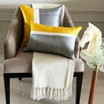 thumbnail image 4 of Toss Pillow Cover, Decorative Yellow & Grey 20"x20" (50x50 cm) Pillow Covers, Silk Color Block Patchwork Throw Pillows For Sofa, Patchwork Pattern Modern Style - Splendour Yellow, 4 of 10