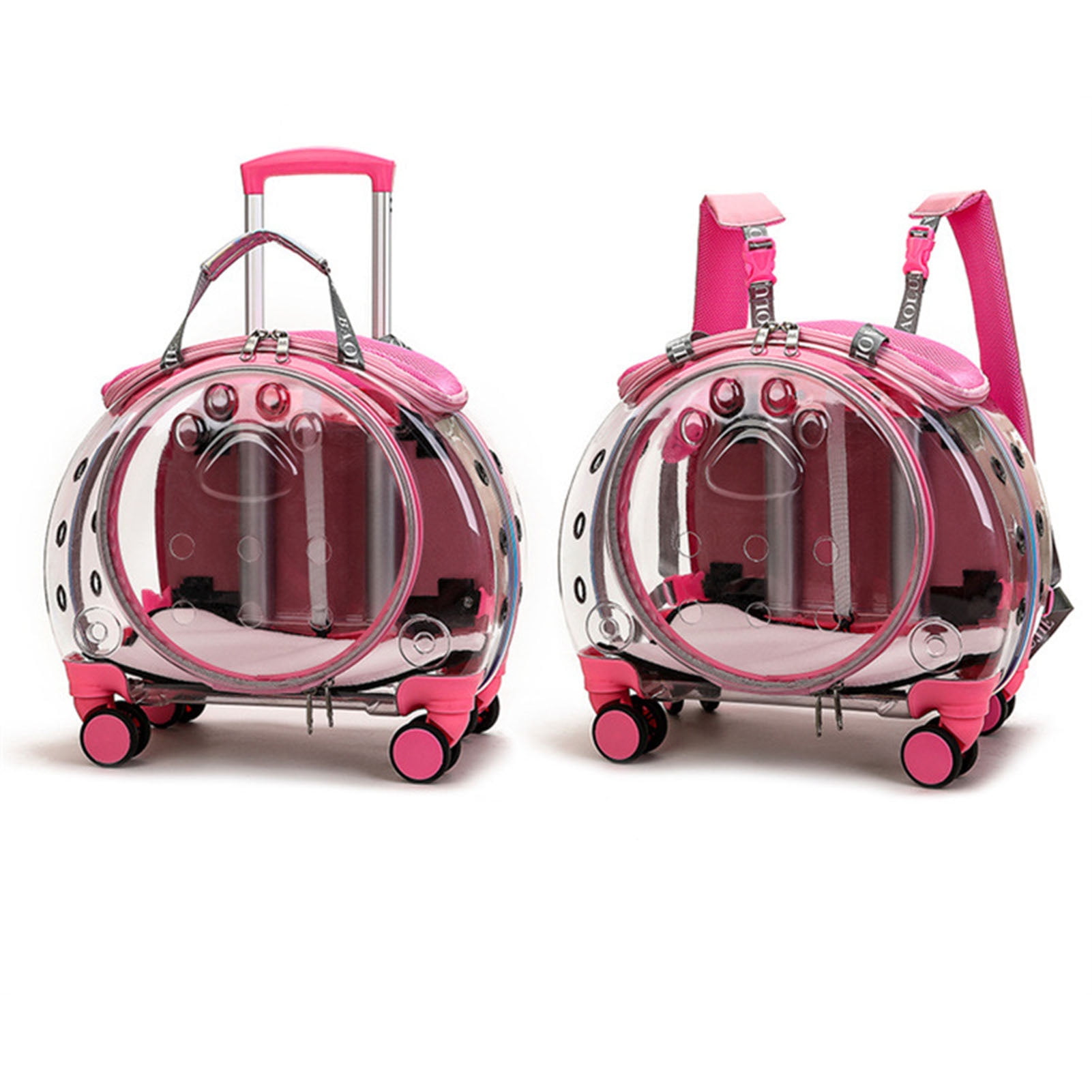 cbehtwi Pet Trolley Case Clear Ventilation Holes Silent Wheels Convenient Portable Cats Dogs Backpack for Travel