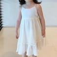 thumbnail image 4 of JUoaLXG Baby Girls Casual Dresses Summer Lace Backless Beach Vacation Spaghetti Strap Kids Dress Outwear,White,18-24 Months, 4 of 5