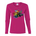 thumbnail image 2 of Colorful Rainbow Moose Head Wildlife Animal Lover Womens Graphic Long Sleeve T-Shirt, Fuschia, Small, 2 of 3