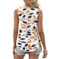 thumbnail image 5 of JTZGDY Tank Tops for Women Cute Summer Floral Print Sleeveless Ruched Pleated Keyhole Cutout Tunic Blouse Trendy Cozy Graphic Cami Shirts Orange#04 S, 5 of 7
