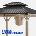 thumbnail image 4 of Clouddwell 10' x 12' Wood Gazebo with Double Roof, Hardtop Metal Roof Outdoor Patio Gazebo Canopy for Backyard, Deck, Lawn & Garden, 4 of 9