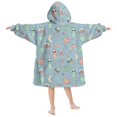 thumbnail image 2 of Alien and Rocket Pale Blue Pattern Lamb Fleece Blanket Hoodies for Teens ,Teens Oversize Sherpa Wearable Hooded Blanket Sweatshirt with Super Pockets, 2 of 6