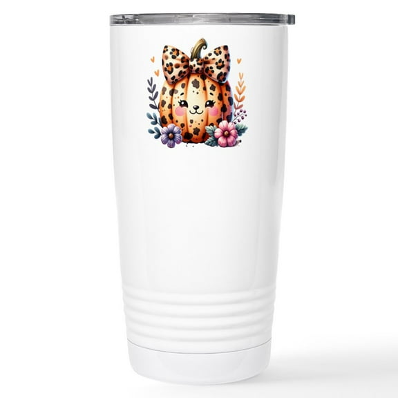 CafePress - Halloween Pumpkin Leopard Print - Insulated Stainless Steel Travel Tumbler 20 oz.