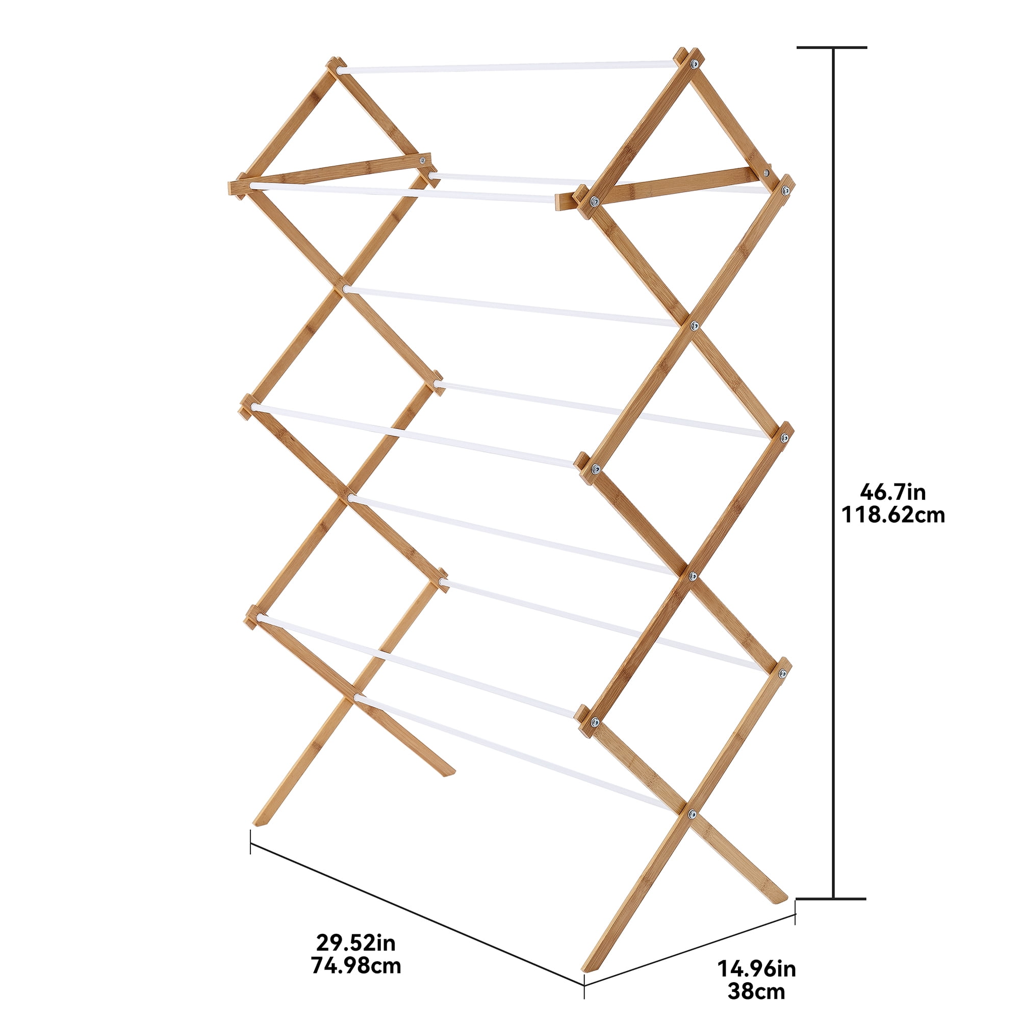 Mainstays Bamboo Laundry Drying Rack, 7-Level Space-Saving Collapsible Design