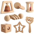thumbnail image 1 of Sonajeros de madera MLYEY para bebés, 7 piezas, juguetes Montessori de 7 a 24 meses, 1 of 7