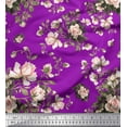 thumbnail image 1 of Soimoi Purple Moss Georgette Fabric Leaves & Rose Floral Print Fabric by the Yard 42 Inch Wide, 1 of 3