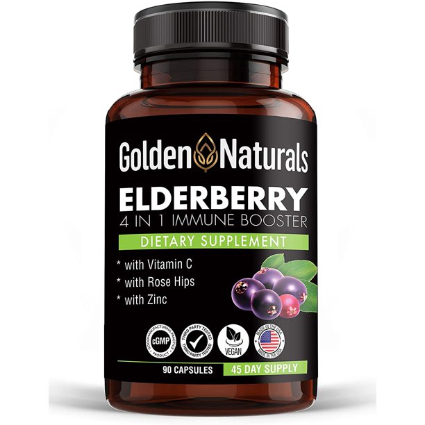 Organic Black Elderberry Extract (Sambucus Nigra) 1000mg 4 in 1 Immune