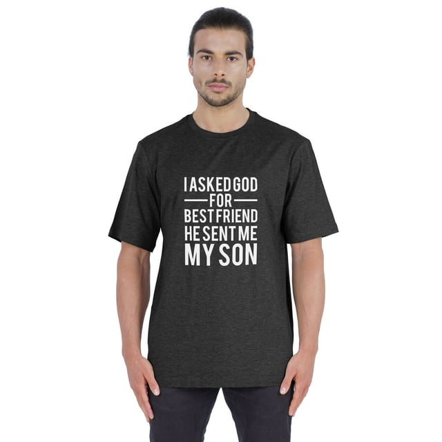 Inkmeso T-shirt à Col Rond pour Homme, Graphique Imprimé « J'ai Demandé à Dieu Mon Meilleur Ami, Il m'A Envoyé Mon Fils », Tee pour Père Fils Amour