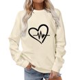 thumbnail image 1 of Besolor Womens Fall Spring Sweatshirt Heart Printed Crewneck Long Sleeve Tops Casual Loose Plus Size Pullover Blouse, 1 of 4